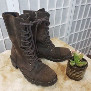 Donald Pliner Distressed Gita Suede Lace-Up Boots Size 5.5